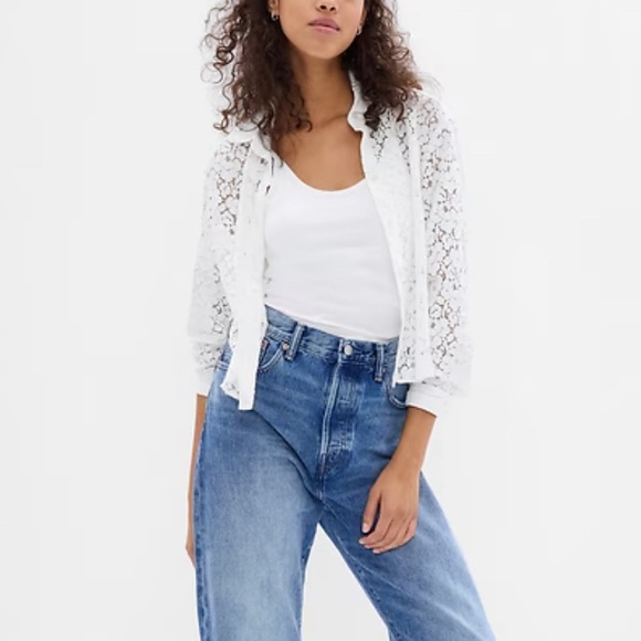 NEW Gap Cropped White Lace Shirt XS - Picture 2 of 11